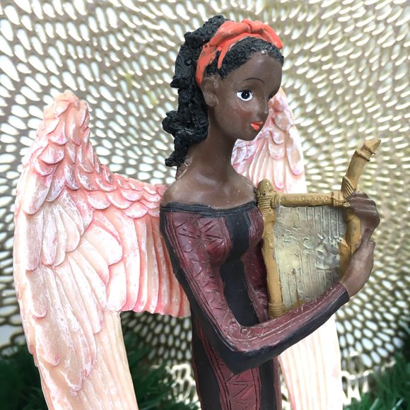 Meerchi African American Angel Playing Harp VTG - Picture 5 of 14